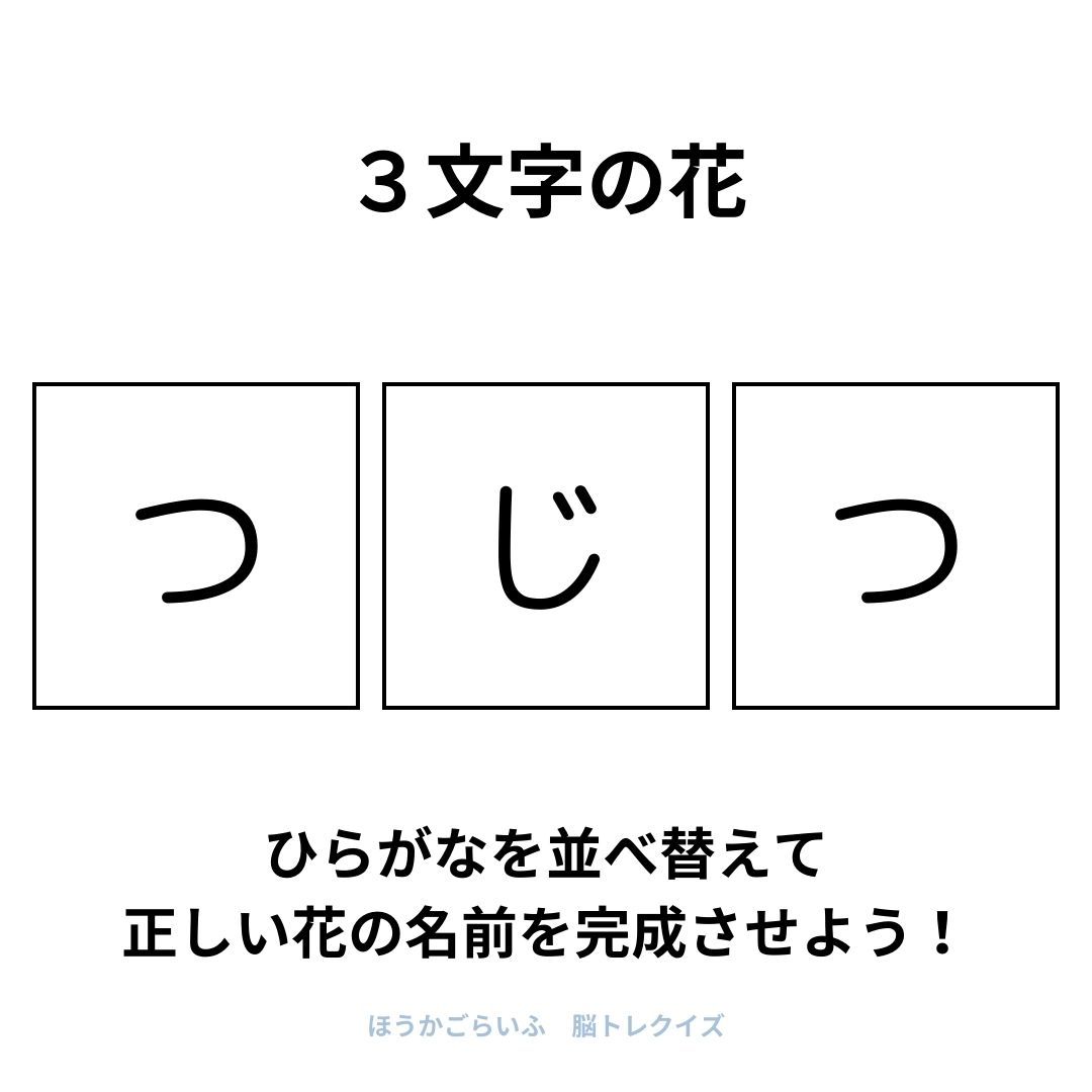 高齢者向け（無料）言葉の並び替えで脳トレしよう！文字（ひらがな）を並び替える簡単なゲーム【花の名前】健康寿命を延ばす鍵